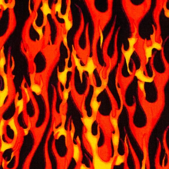 R13 SS20 Size M Orange Yellow Black Flames Viscose One Pocket Short Sleeve Shirt - Picture 2 of 8